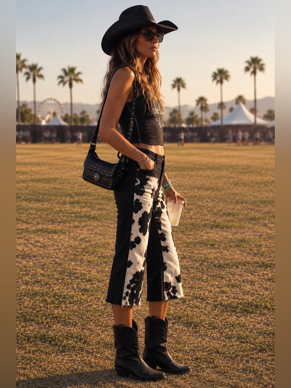 GJG Denim Y2K Cow Print Jorts Size 11 Super Stretch Western Festival Made USA - Picture 12 of 12